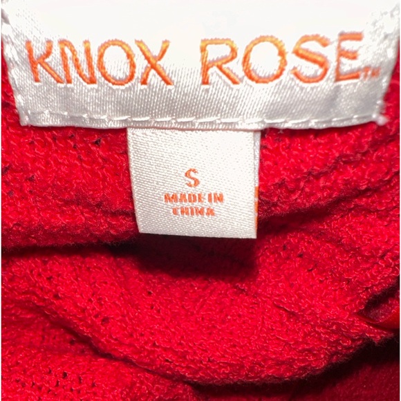 Knox Rose Women's Crewneck Short Sleeve Pointelle Sweater Red Open Knit Small - Picture 11 of 11